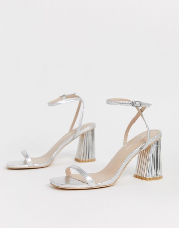 Glamorous Heeled With Statement Heel Srebrne - Ženske Sandale | 18562TEHB